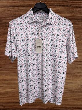 EST. 1817 Men’s White Performance Golf Polo. Medium